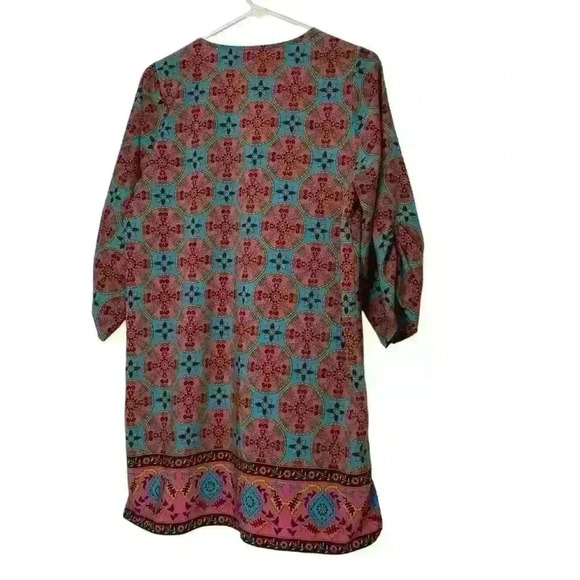 NLW Paisley,loose,oversized,flowy,bohemian Multicolored open neck w/Tassels SZ-M - Picture 5 of 10